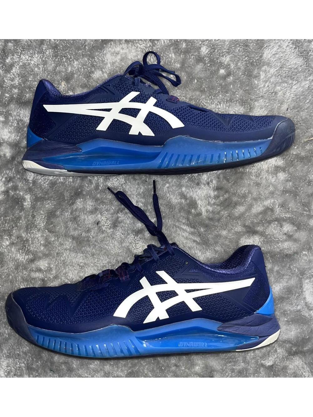 Asics Gel Resolution 8 Clay Tennis Shoes Mens Size 11.5 Blue Pickleball Sneakers